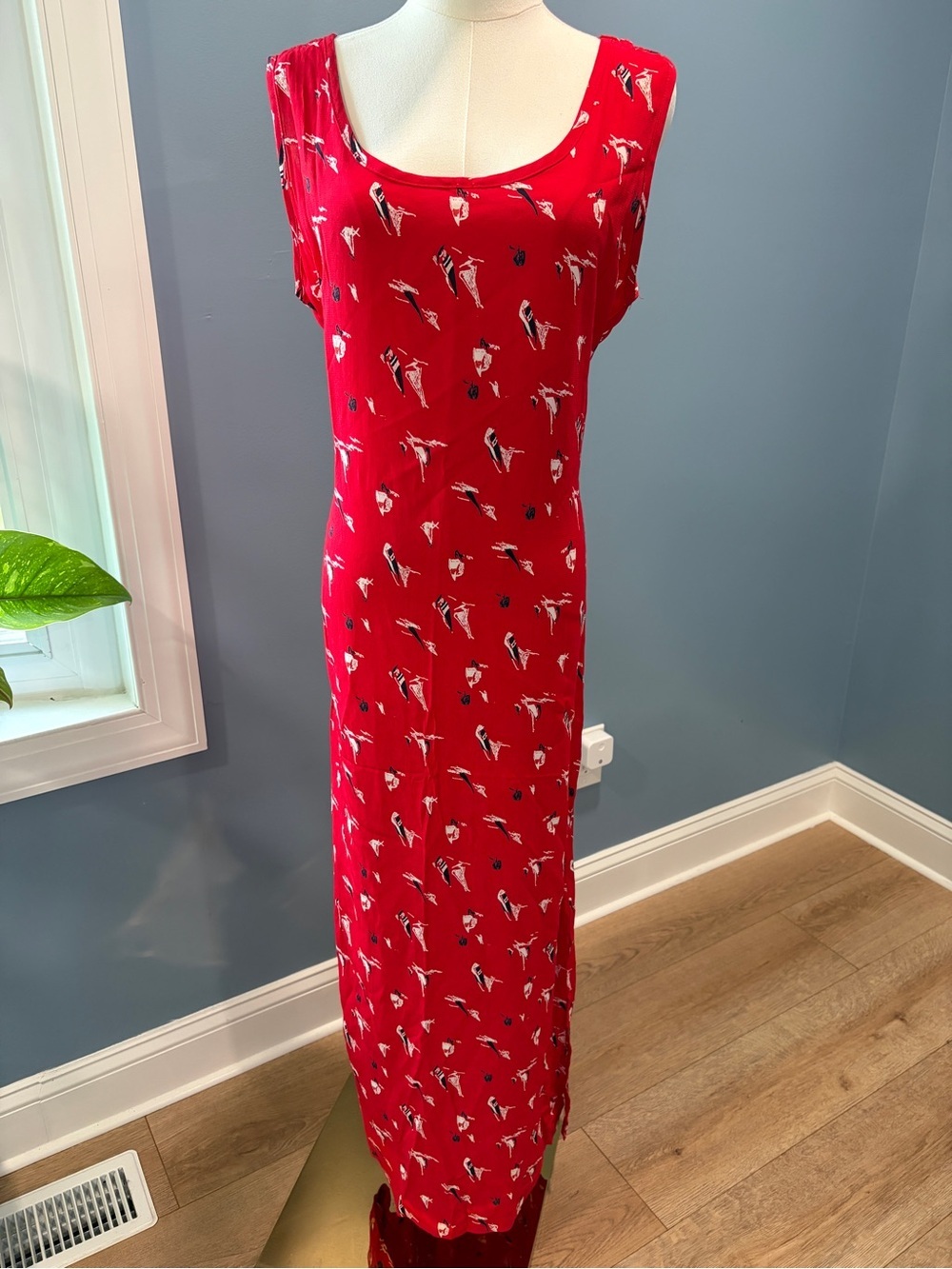 Vintage California Krush Nautical Sailboat Print Maxi Dress Made in USA Medium